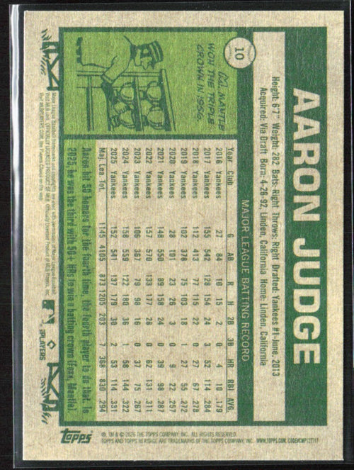 Aaron Judge 2026 Topps Heritage #10 New York Yankees