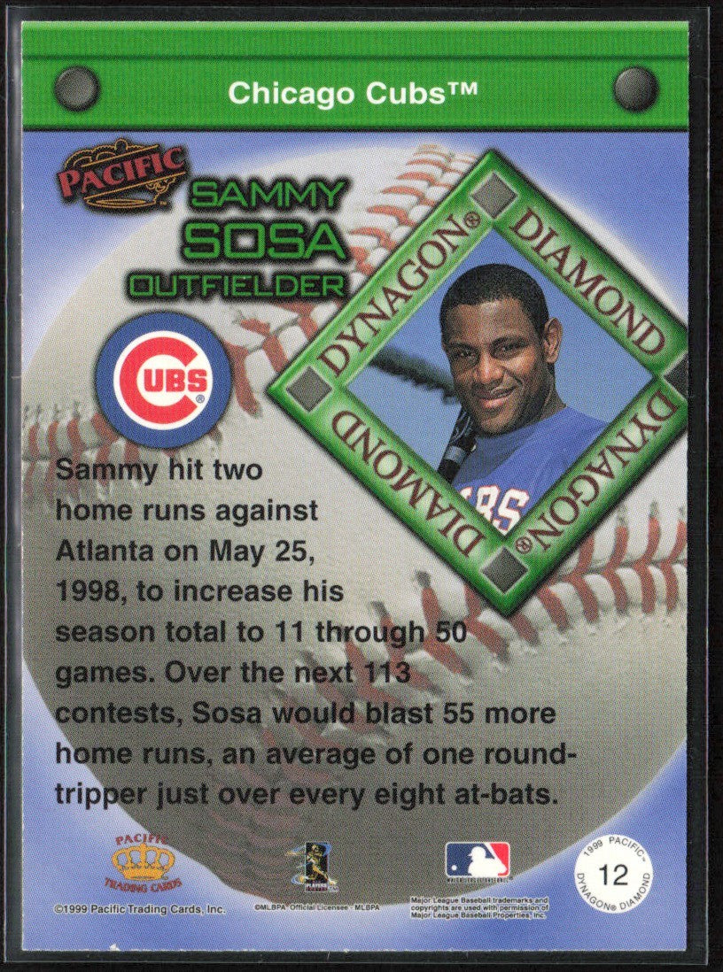 Sammy Sosa 1999 Pacific Diamond Dynagon #12 Chicago Cubs