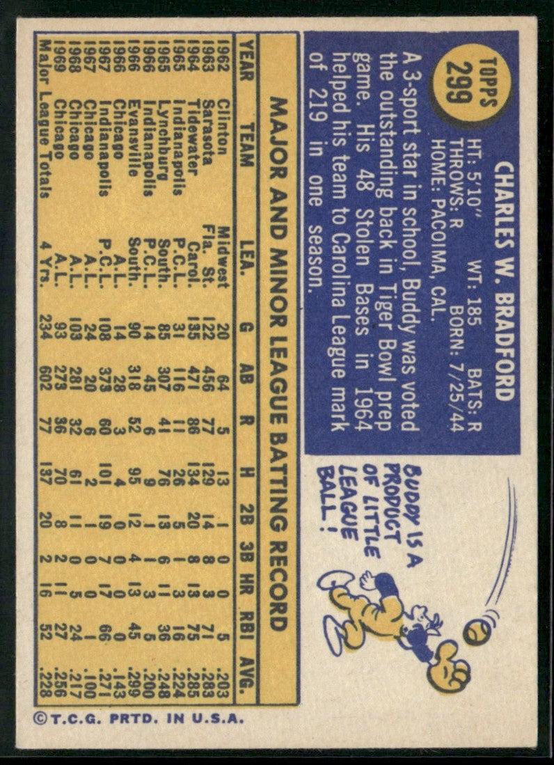 Buddy Bradford 1970 Topps #299 Chicago White Sox