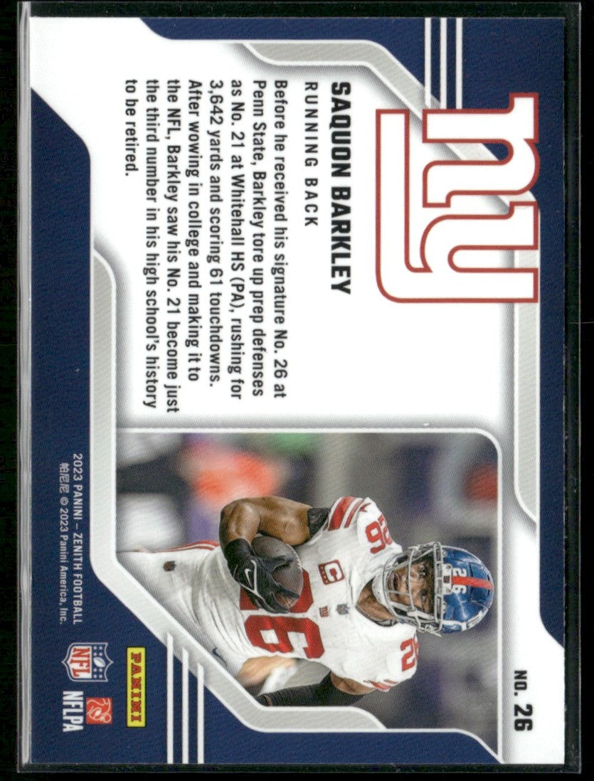 Saquon Barkley 2023 Panini Zenith Behind the Numbers #26 New York Giants