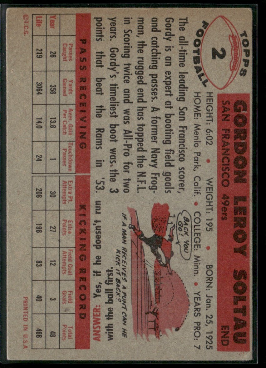 Gordon Soltau 1956 Topps #2 San Francisco 49ers