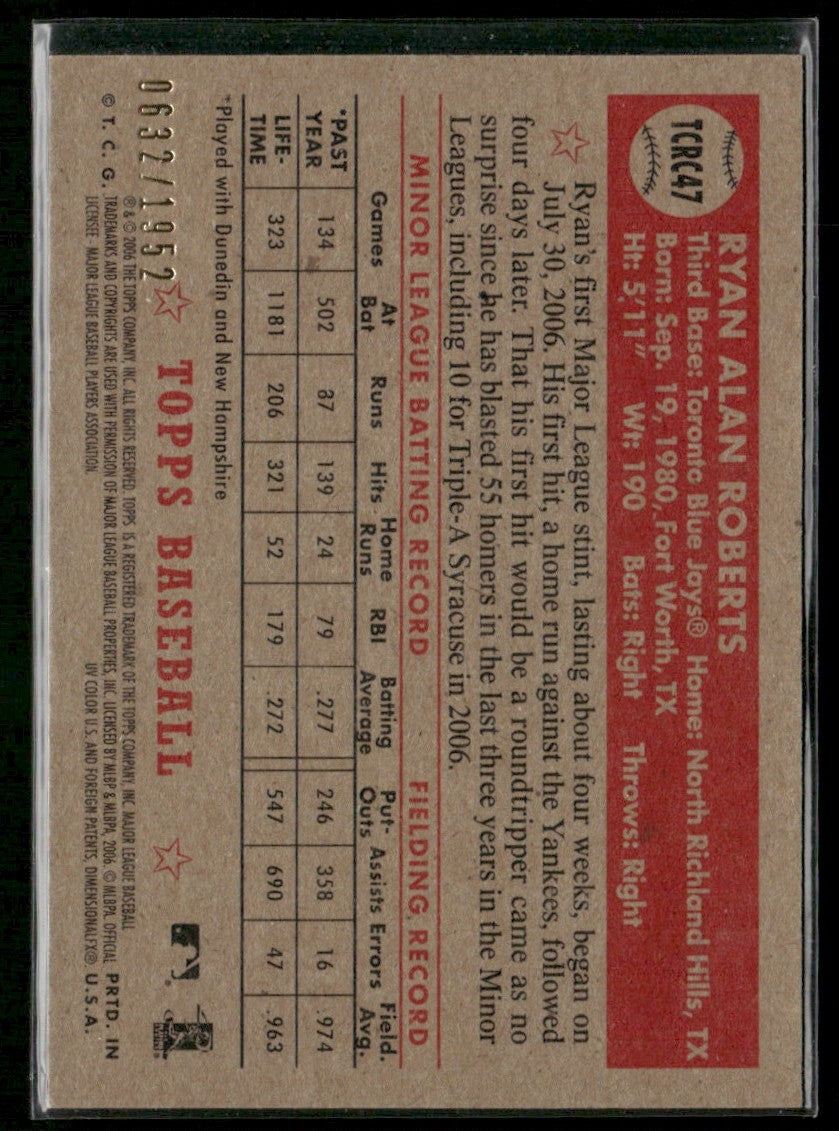 Ryan Roberts 2006 Topps 1952 Edition Chrome /1952 #TCRC47 Toronto Blue Jays