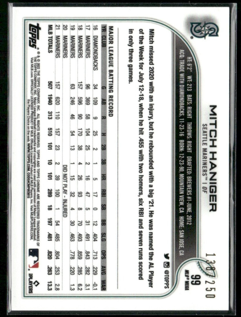 99 2022 Topps Chrome Logofractor Purple /250 #21 Seattle Mariners