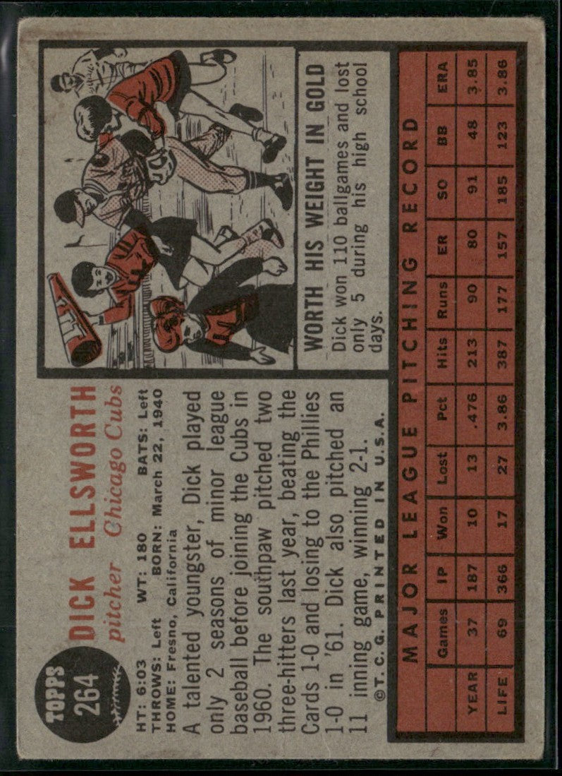 Dick Ellsworth 1962 Topps #264 Chicago Cubs
