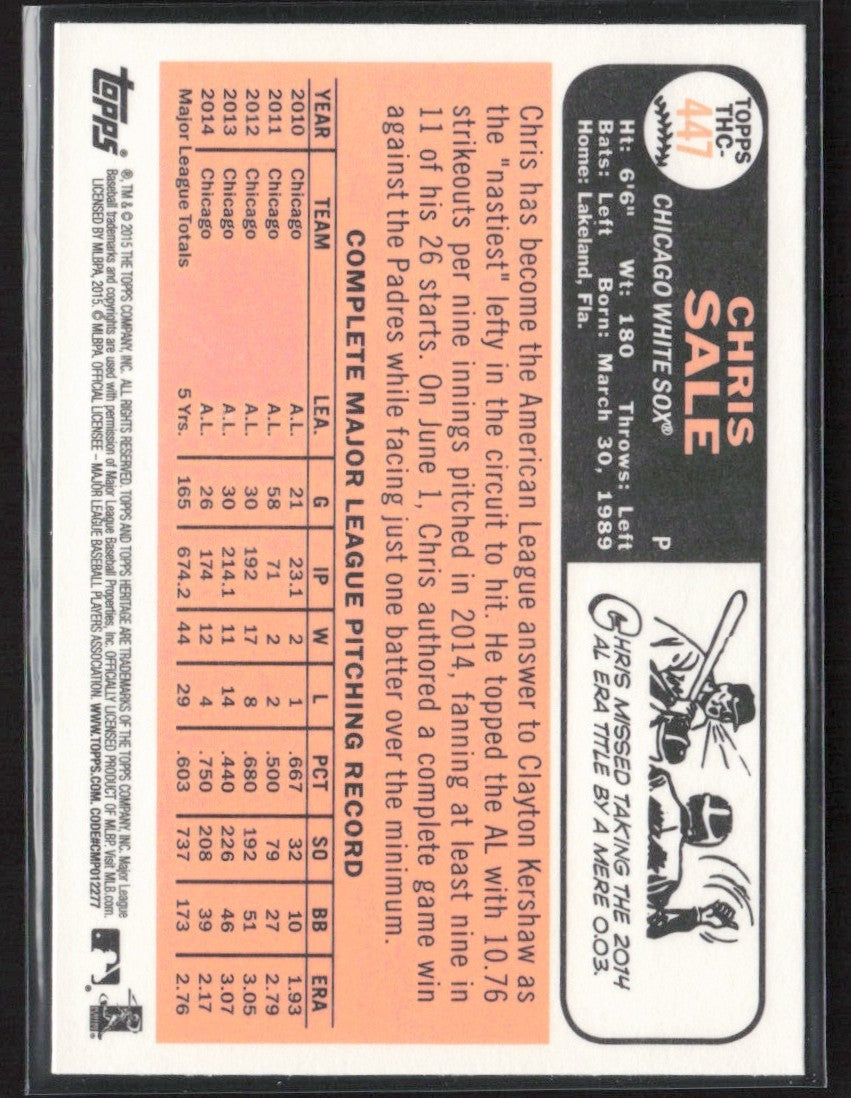 Chris Sale 2015 Topps Heritage Retail Foil #THC-447 Chicago White Sox