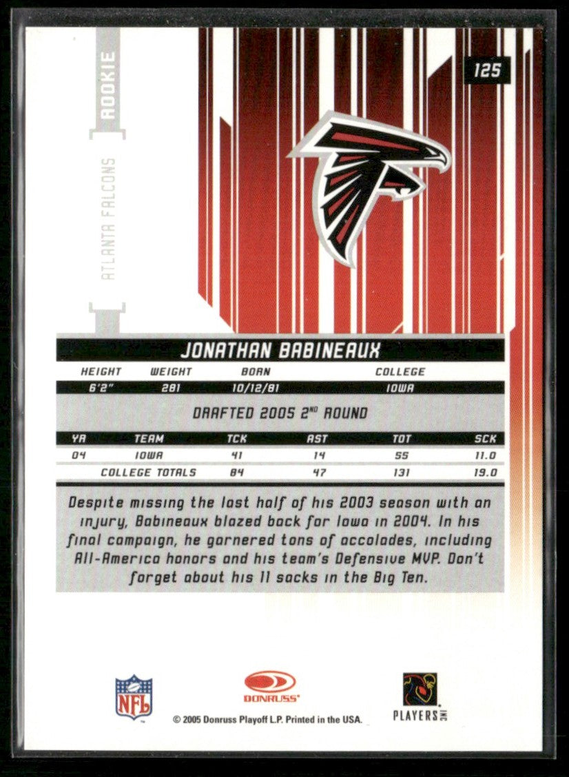Jonathan Babineaux 2005 Leaf Rookies & Stars Longevity RC /999 #125