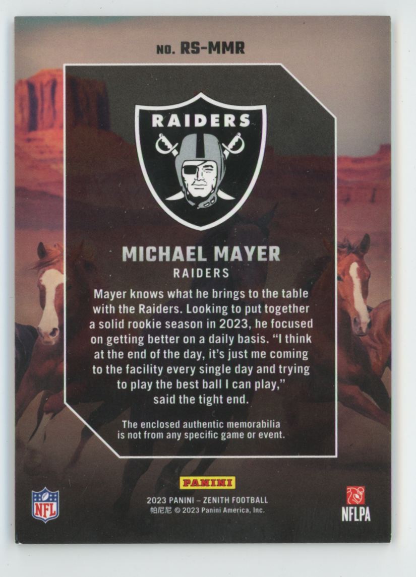 Michael Mayer 2023 Panini Zenith Rookie Stallions RC Jersey #RS-MMR