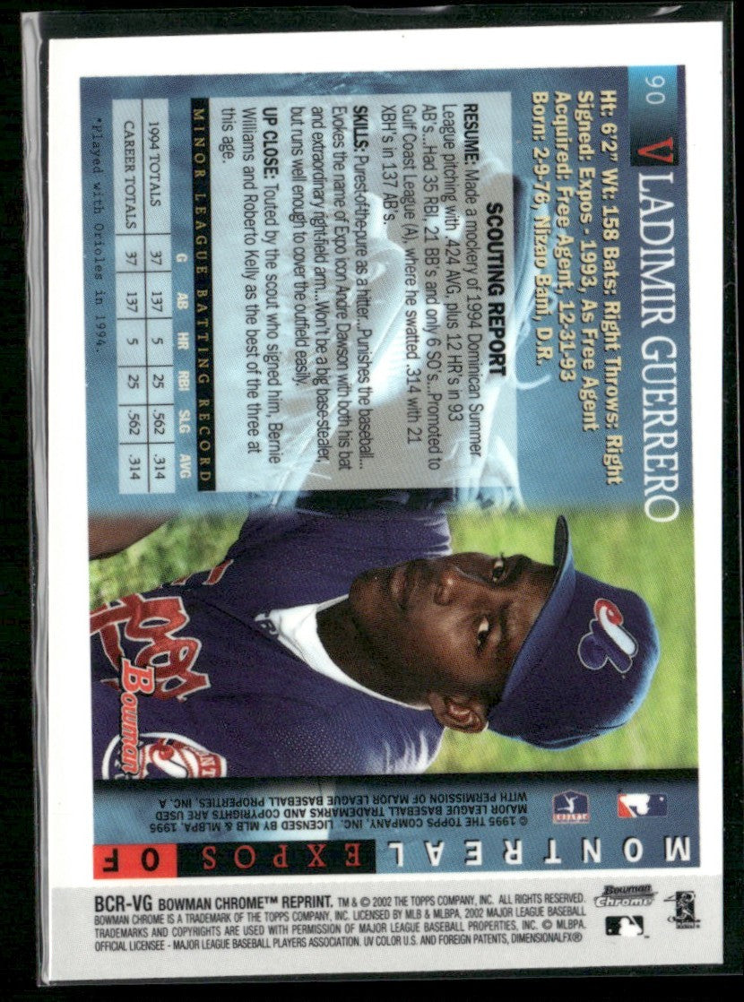 Vladimir Guerrero 2002 Bowman Chrome Reprints #90 Montreal Expos