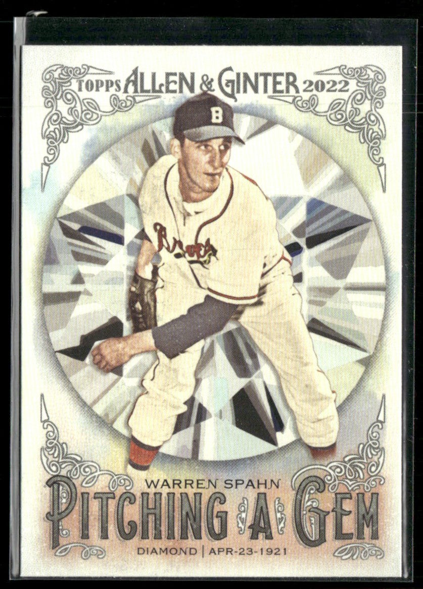 Warren Spahn 2022 Topps Allen & Ginter Pitching a Gem #PAG-2 Boston Braves