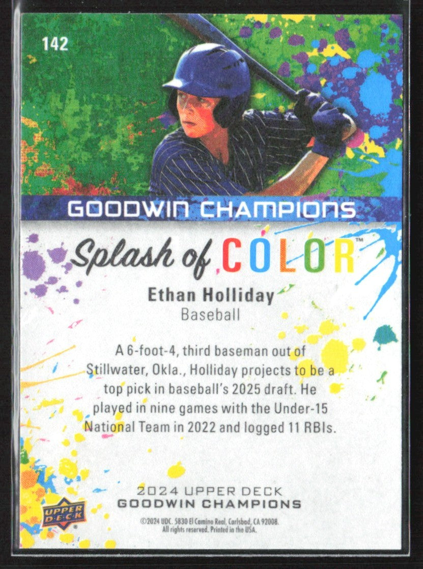 Ethan Holliday 2024 Upper Deck Goodwin Champions Splash of Color #142