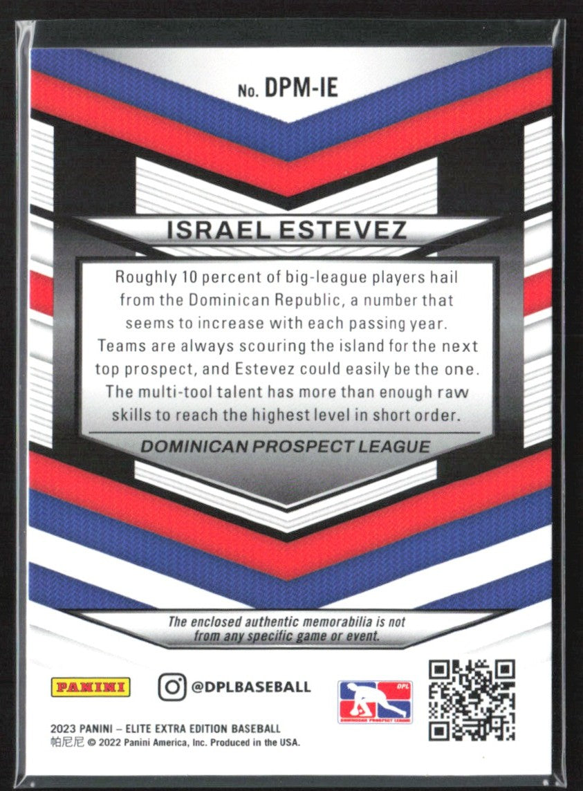 Israel Estevez 2023 Panini Elite Extra Edition DPL Materials Jersey #DPM-IE DPL