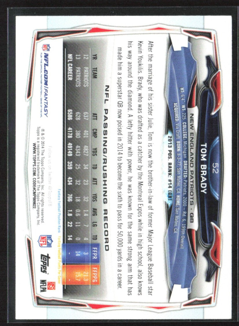 Tom Brady 2014 Topps #52 New England Patriots