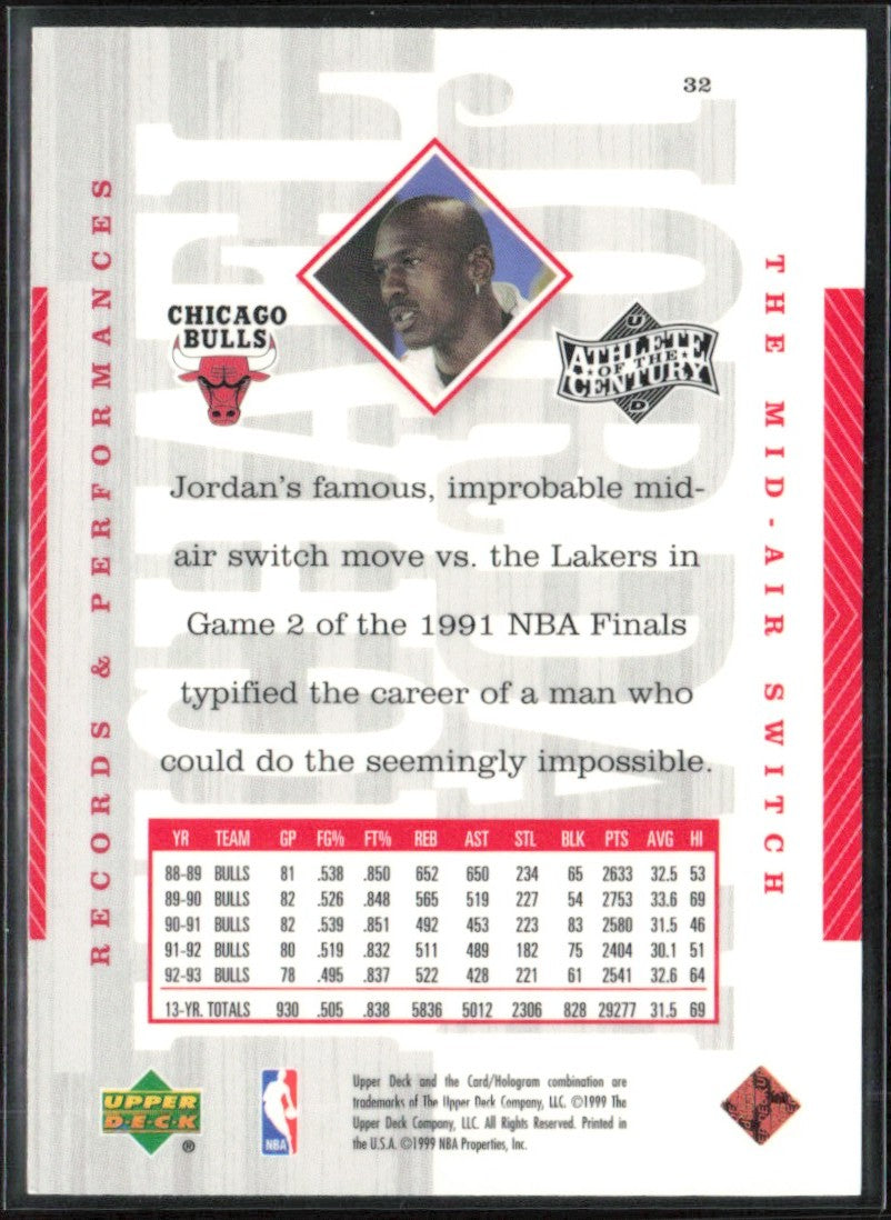 Michael Jordan 1999 Upper Deck Athlete of the Century #32 Chicago Bulls