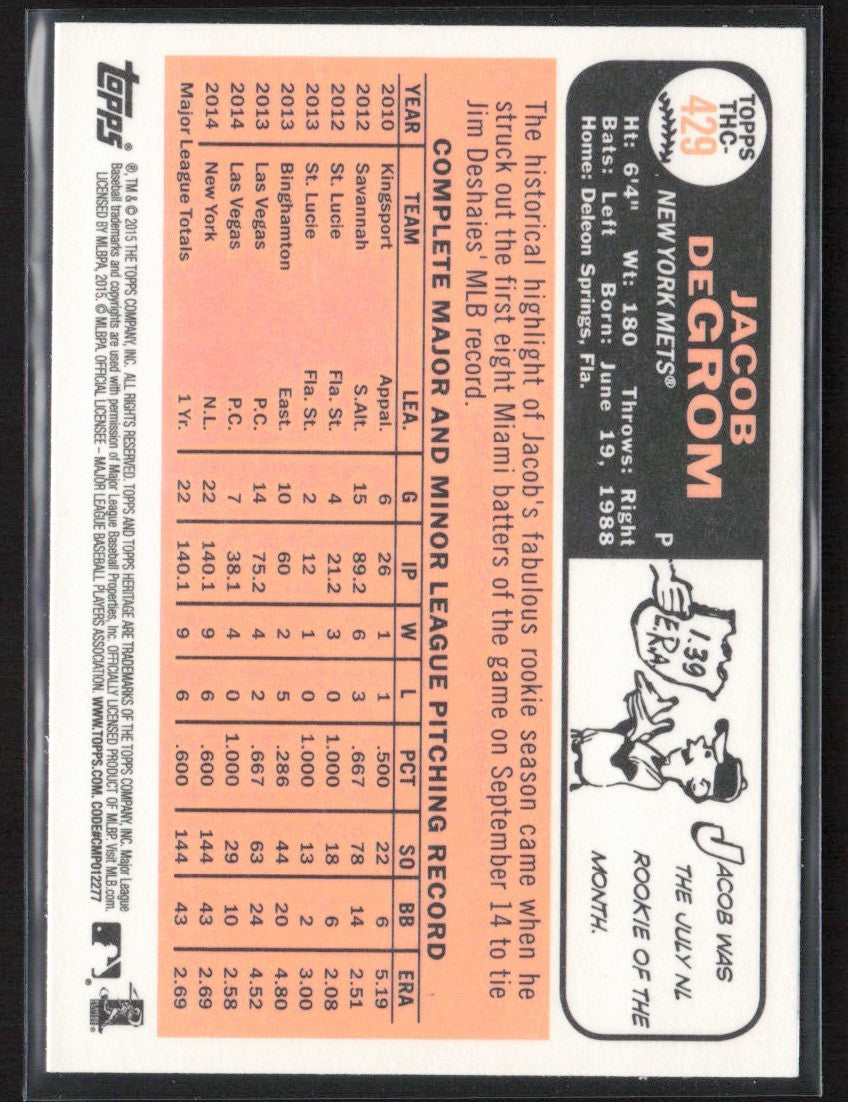 Jacob deGrom 2015 Topps Heritage Retail Foil #THC-429 New York Mets
