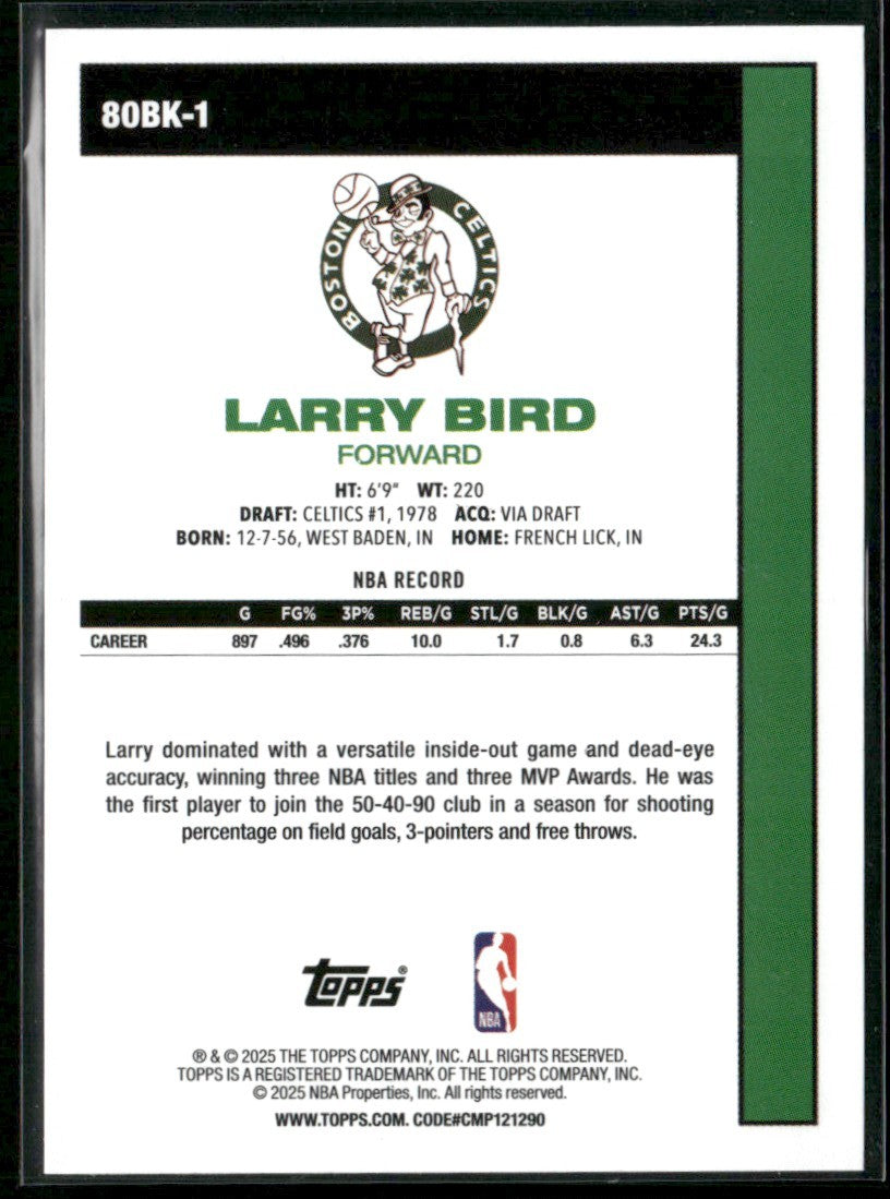 Larry Bird 2025 Topps 1980-81 #80BK-1 Boston Celtics