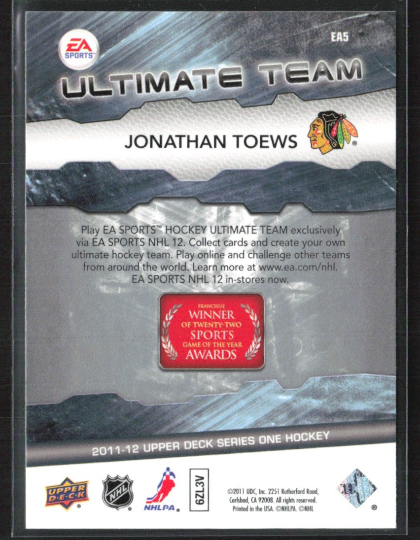 Jonathan Toews 2011 Upper Deck EA Ultimate Team #EA5 Chicago Blackhawks
