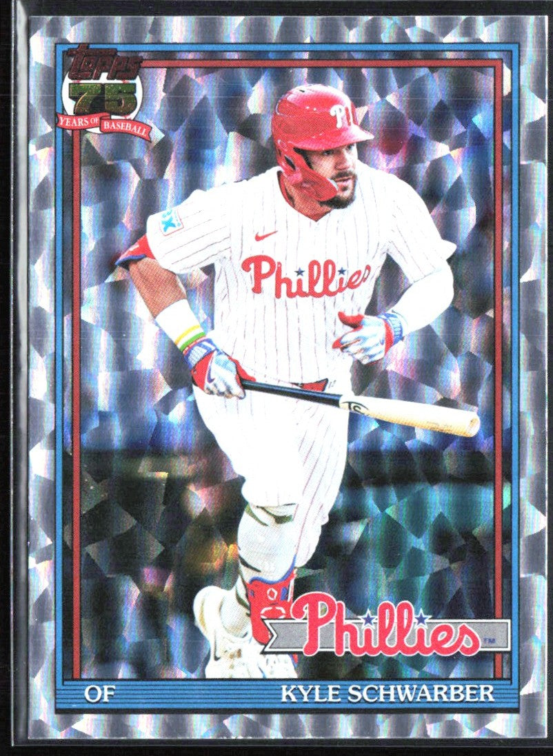 Kyle Schwarber 2026 Topps 1991 Crackle Foilboard #T91-5 Philadelphia Phillies