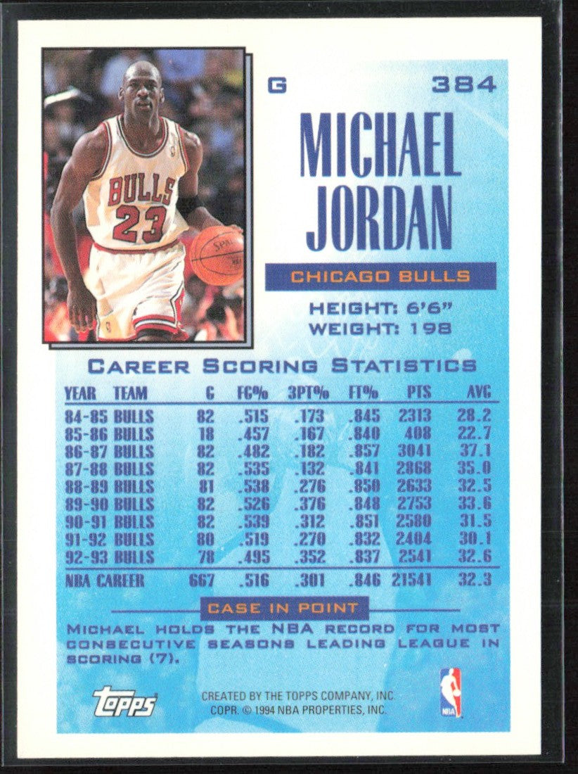 Michael Jordan 1993 Topps Reigning Scoring Leader #384 Chicago Bulls