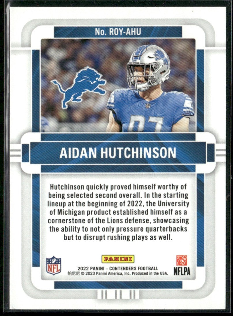Aidan Hutchinson 2022 Panini Contenders Rookie of the Year RC #ROY-AHU