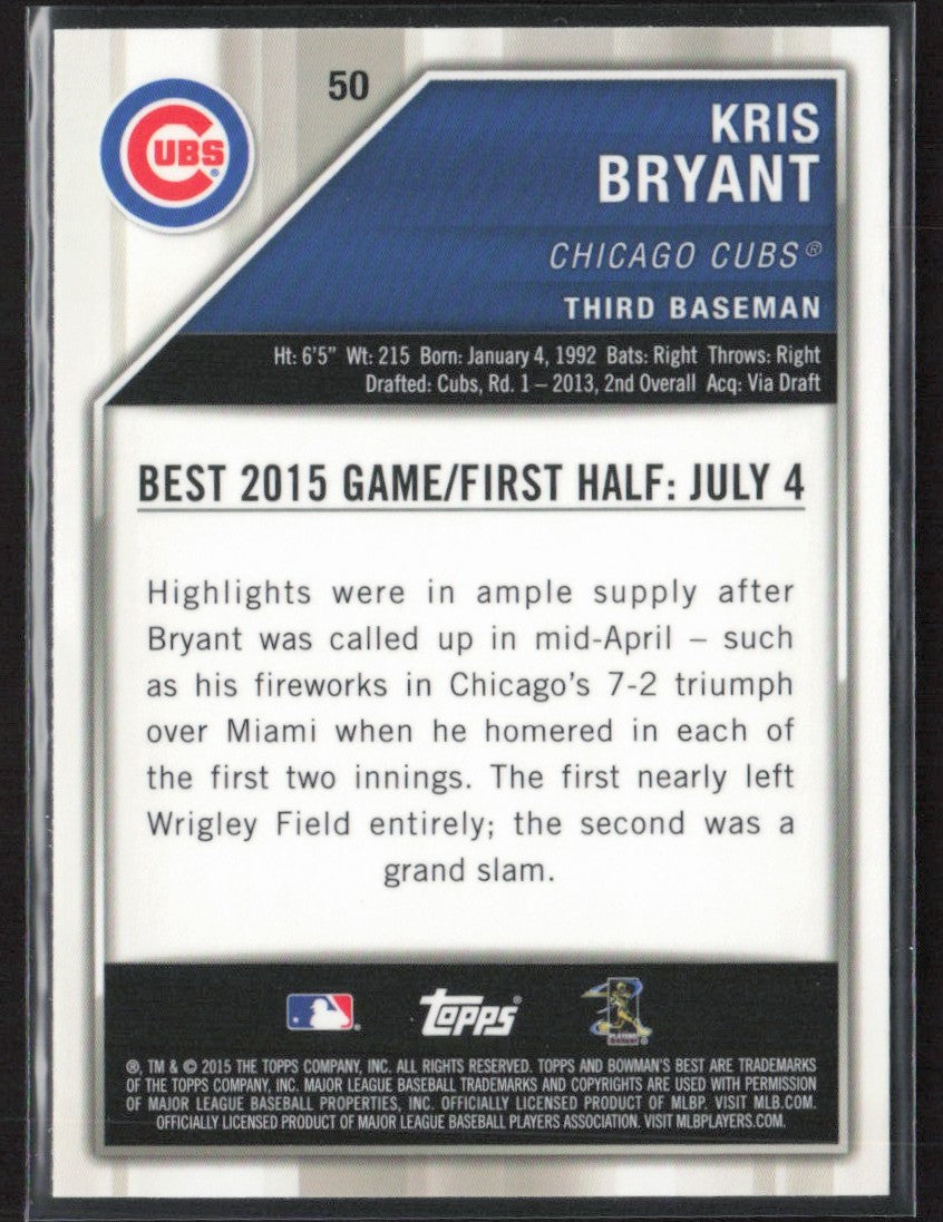 Kris Bryant 2015 Bowman's Best RC #50 Chicago Cubs
