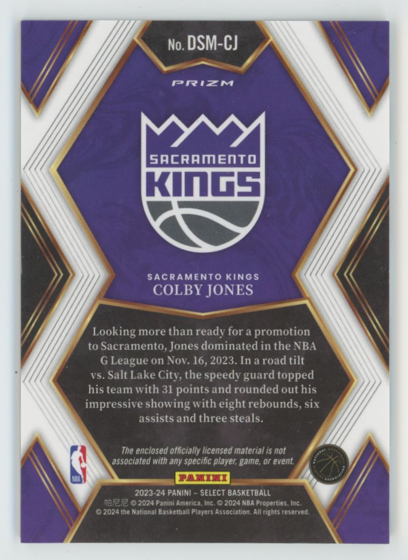 Colby Jones 2023 Panini Select Draft Selections RC Jersey #DSM-CJ