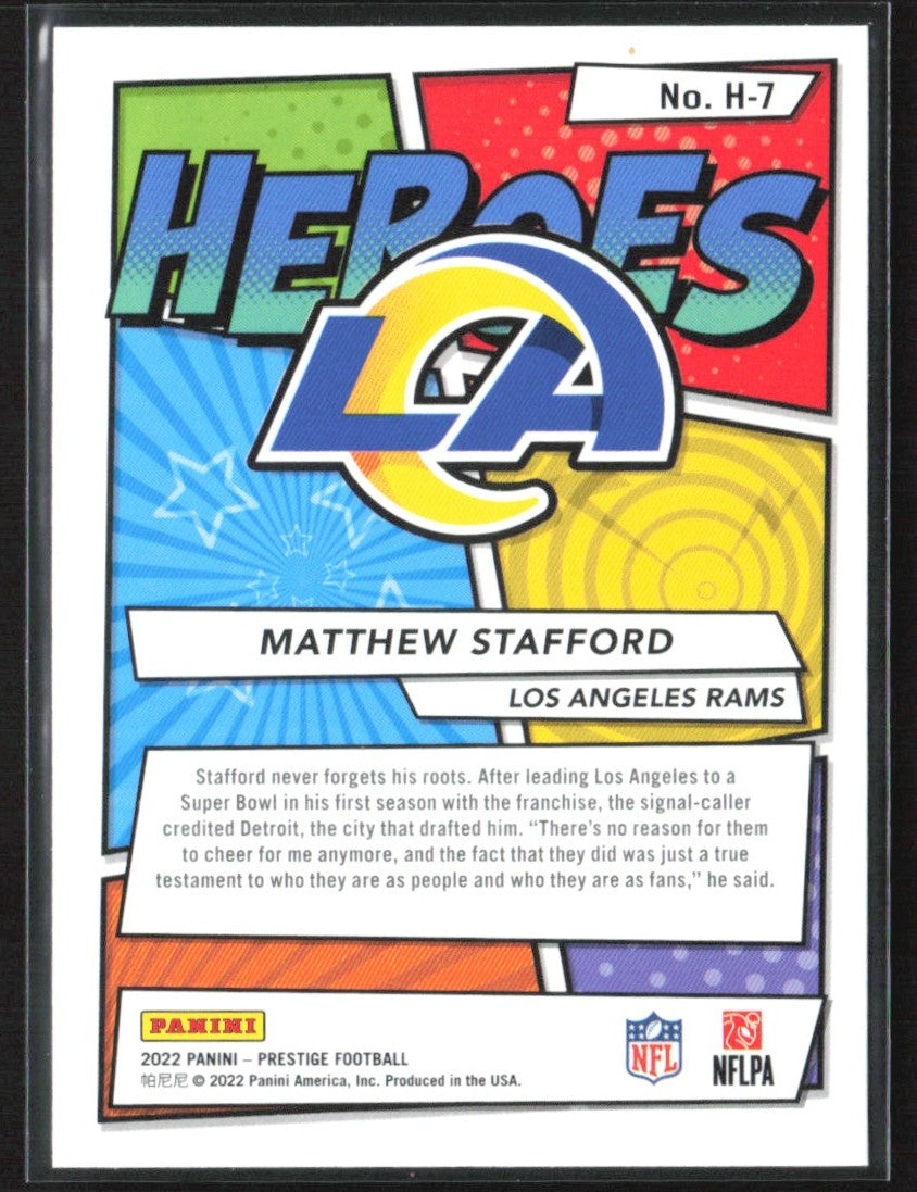 Matthew Stafford 2022 Panini Prestige Heroes #H-7 Los Angeles Rams