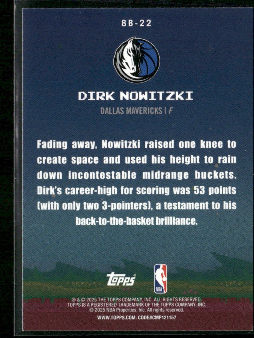 Dirk Nowitzki 2025 Topps 8-Bit Ballers Holo Foil #8B-22 Dallas Mavericks