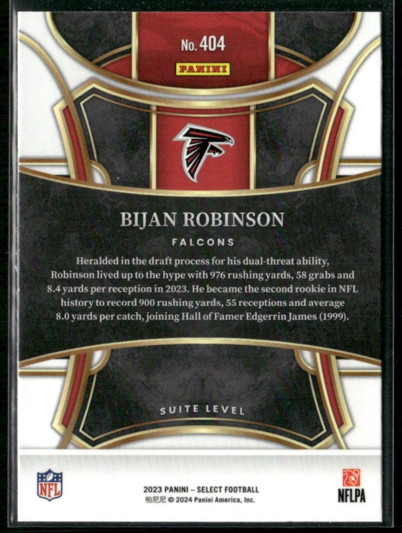 Bijan Robinson 2023 Panini Select Suite RC #404 Atlanta Falcons
