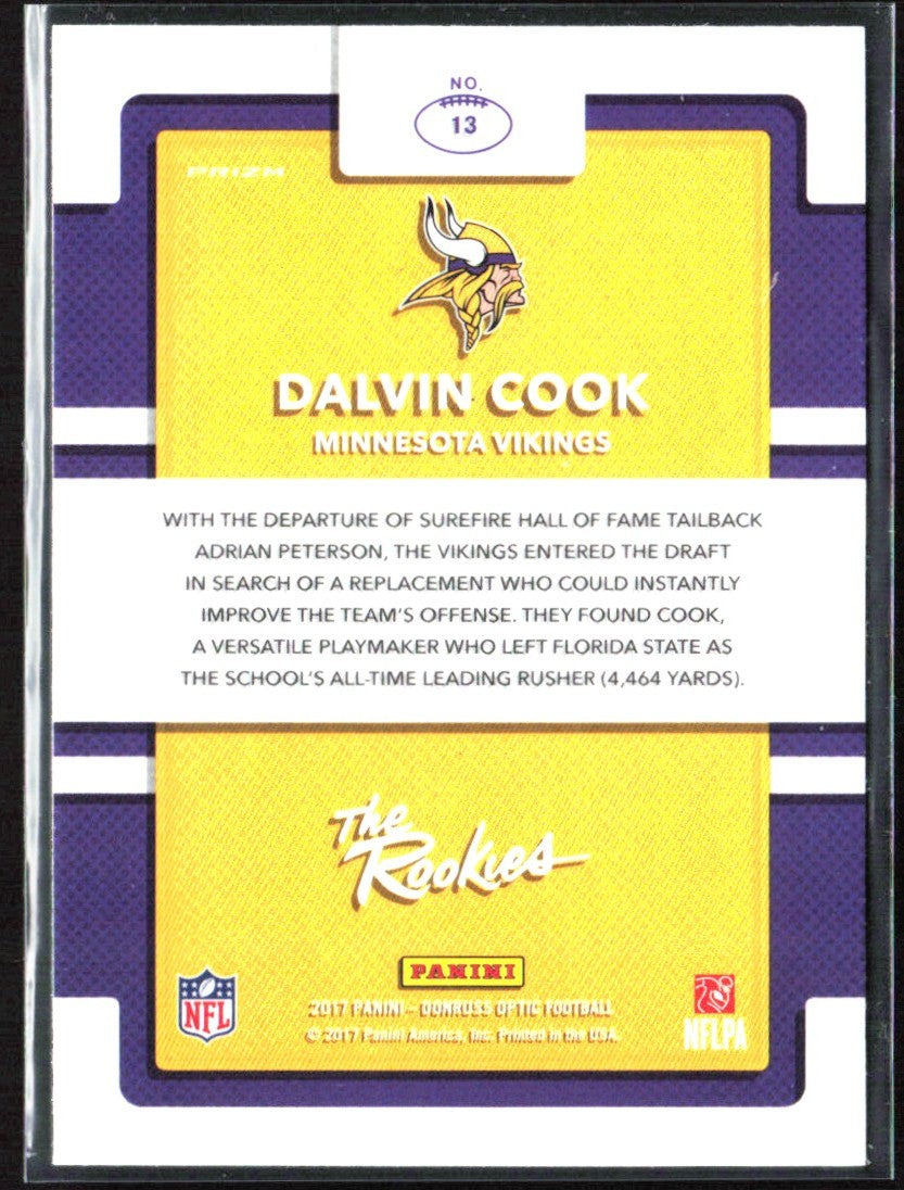 Dalvin Cook 2017 Donruss Optic Silver Holo Prizm RC #13 Minnesota Vikings