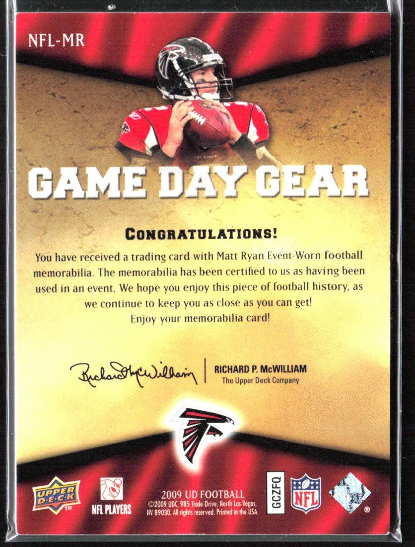 Matt Ryan 2009 Upper Deck Game Day Gear Jersey #NFL-MR Atlanta Falcons