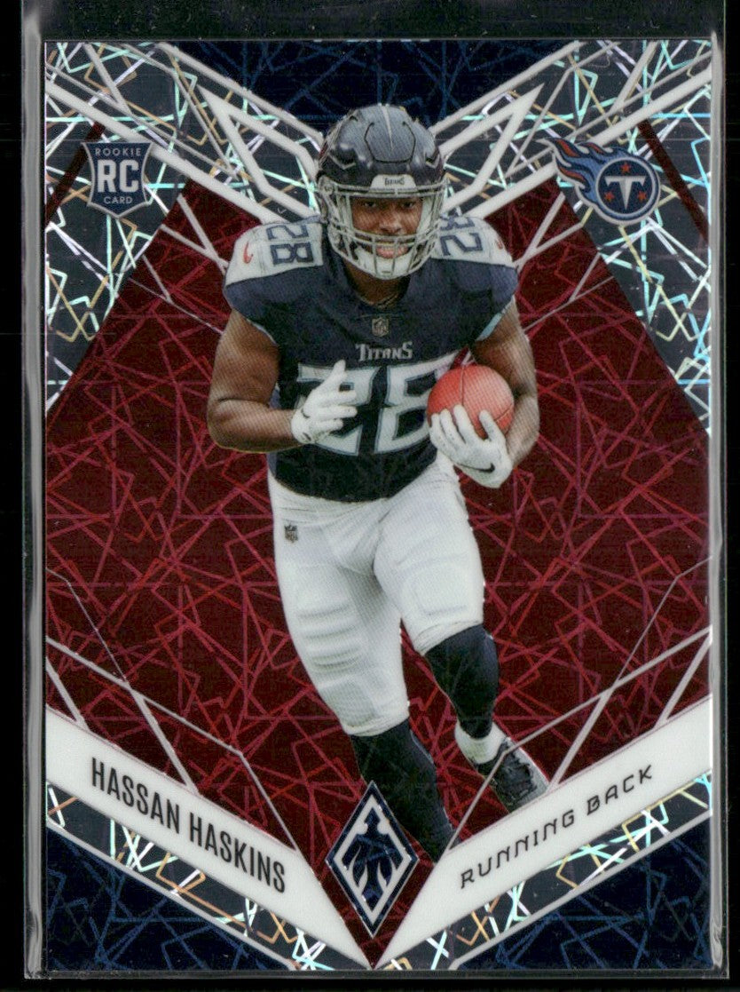 Hassan Haskins 2022 Panini Phoenix Red Lazer RC /150 #142 Tennessee Titans