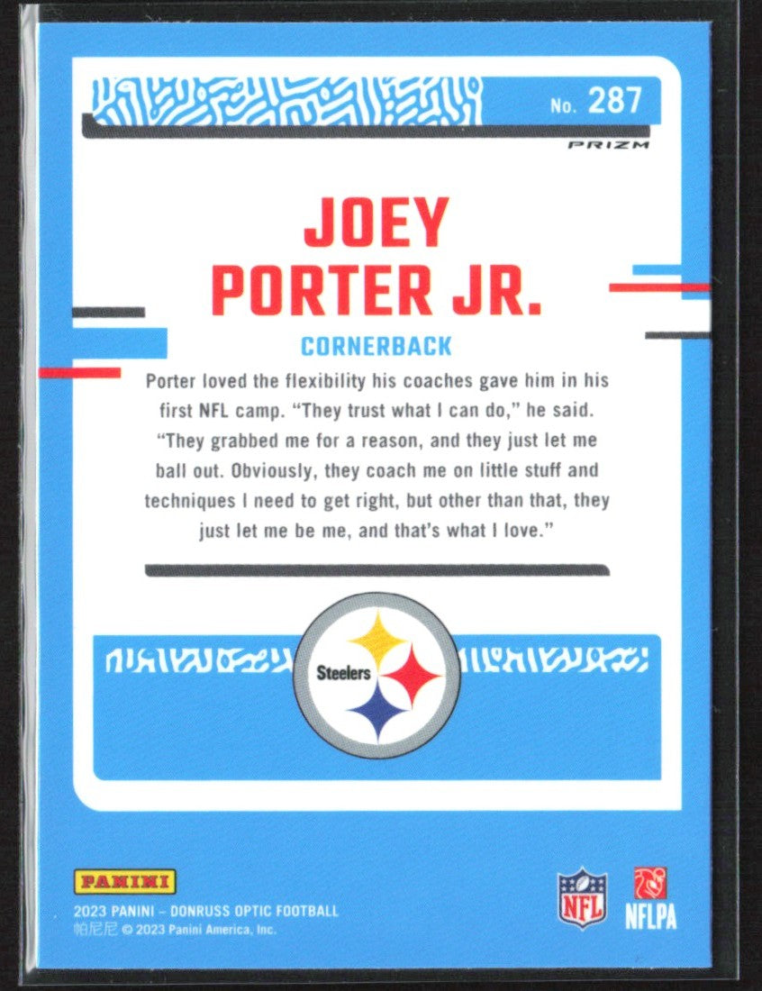 Joey Porter Jr. 2023 Donruss Optic Silver Holo Prizm RC #287 Pittsburgh Steelers
