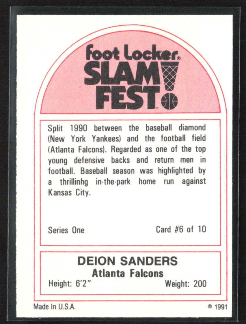 Deion Sanders 1991 Foot Locker Slam Fest #6 Atlanta Falcons