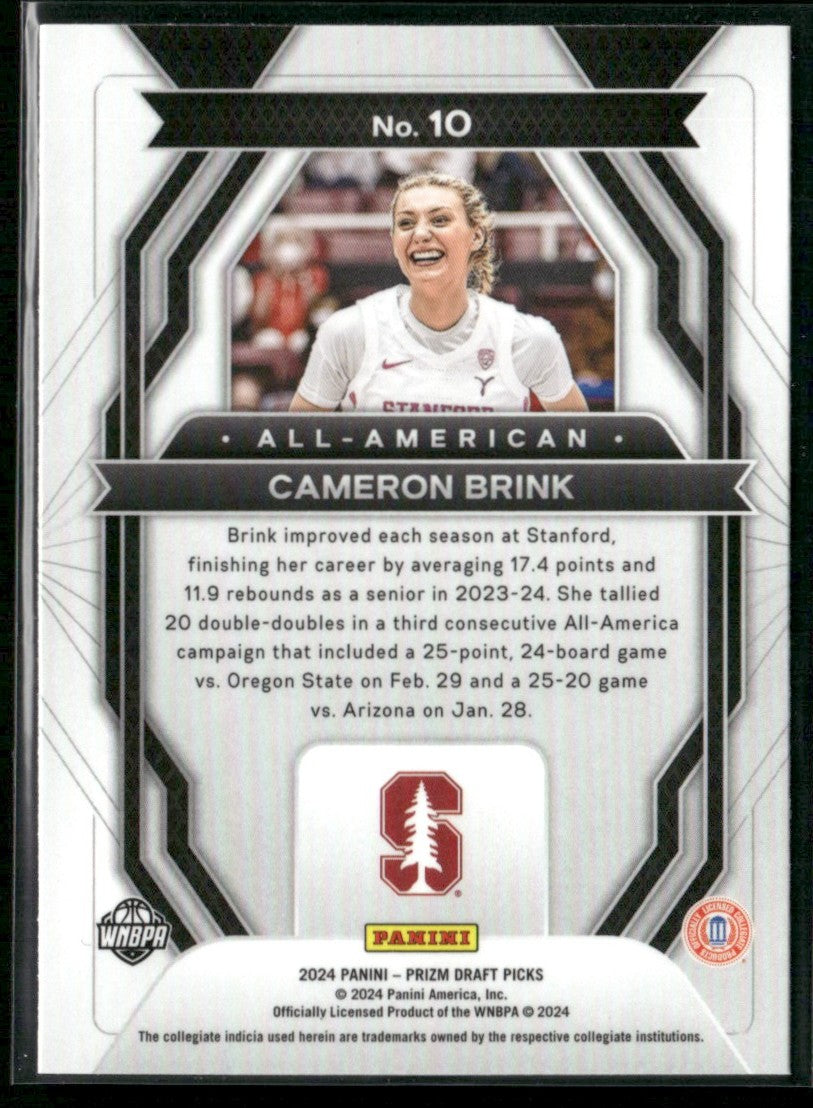Cameron Brink 2024 Panini Prizm Draft Picks RC #10 Stanford Cardinals