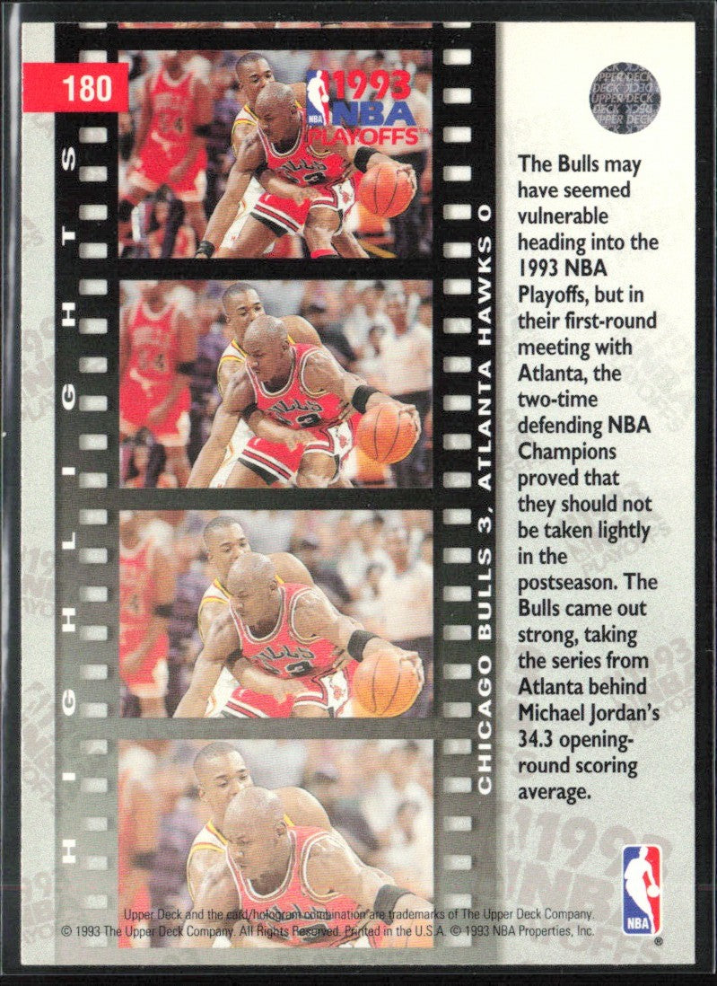 Michael Jordan 1993 Upper Deck NBA Playoffs #180 Chicago Bulls