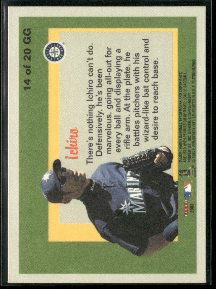 Ichiro 2003 Fleer Platinum Guts and Glory #14GG Seattle Mariners