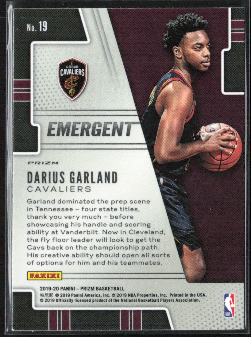 Darius Garland 2019 Panini Prizm Emergent Green #19 Cleveland Cavaliers