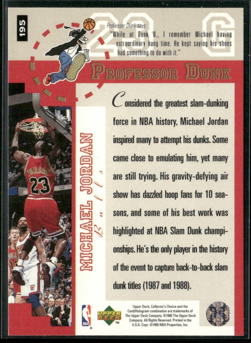 Michael Jordan 1995 Upper Deck Collector's Choice Professor Dunk #195