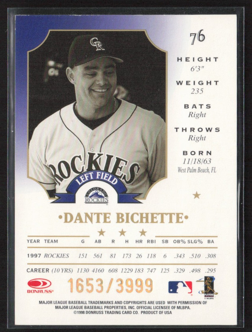 Dante Bichette 1998 Leaf Fractal Foundation /3999 #76 Colorado Rockies