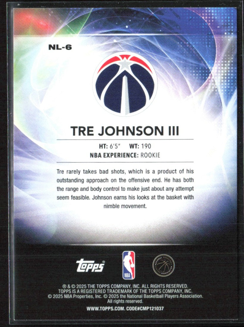Tre Johnson III 2025 Topps No Limit RC #NL-6 Washington Wizards