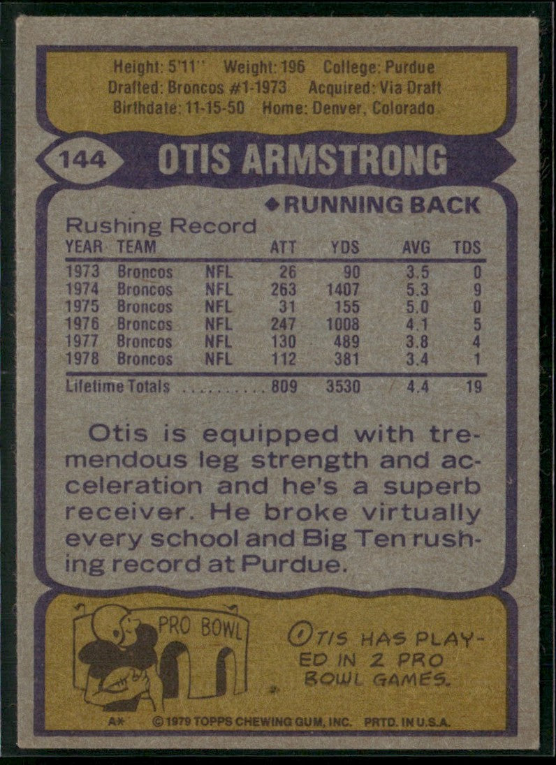 Otis Armstrong 1979 Topps #144 Denver Broncos