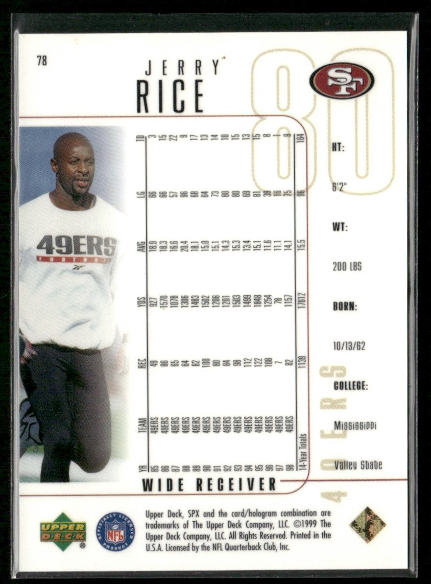 Jerry Rice 1999 SPx #78 San Francisco 49ers
