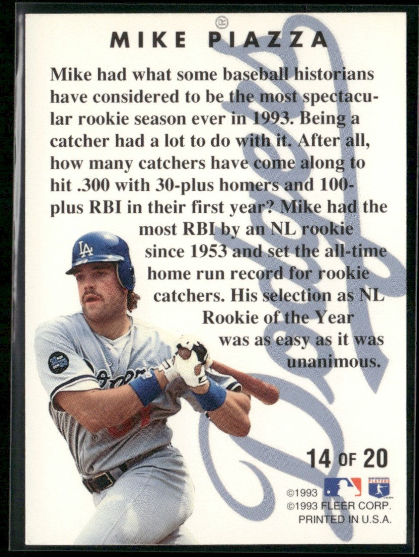 Mike Piazza 1994 Fleer Rookie Sensations #14 Los Angeles Dodgers