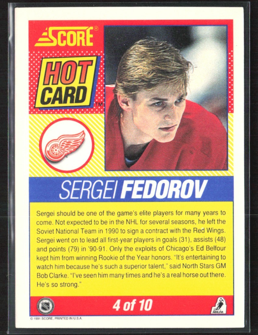 Sergei Fedorov 1991 Score Hot Card #4 Detroit Red Wings