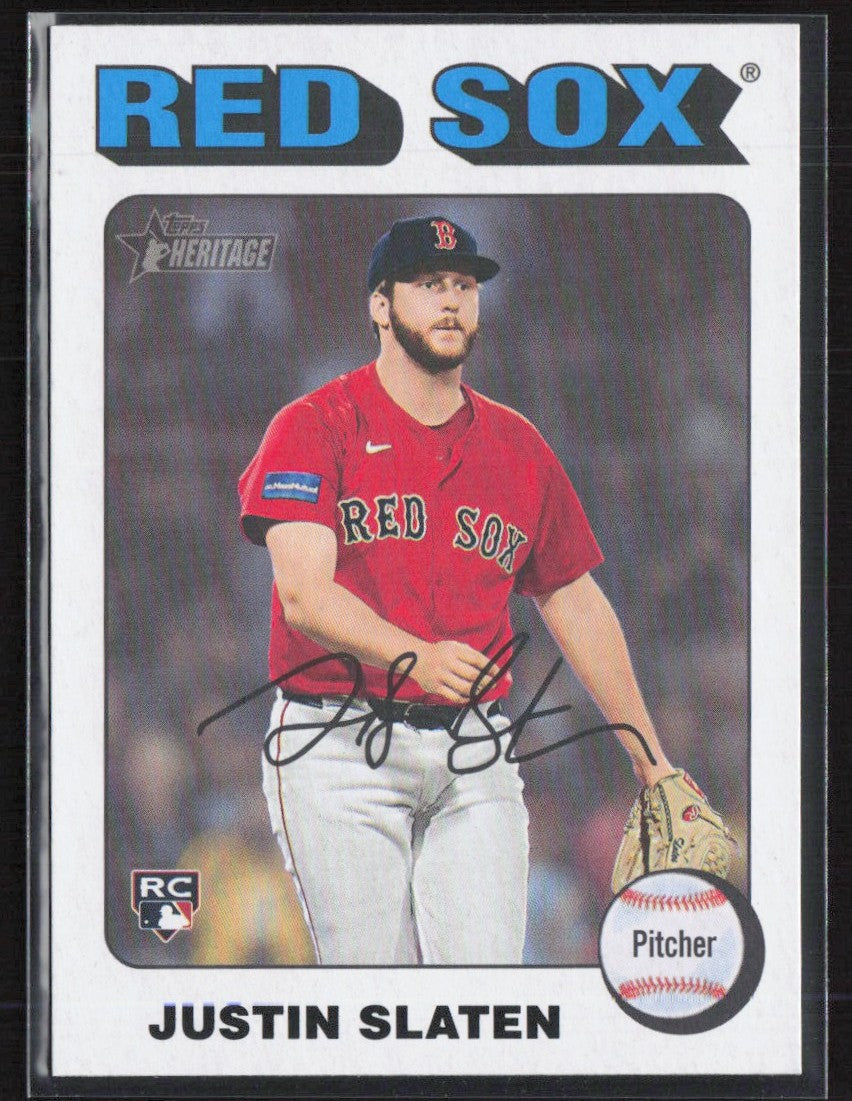 Justin Slaten 2024 Topps Heritage White Border RC #721 Boston Red Sox