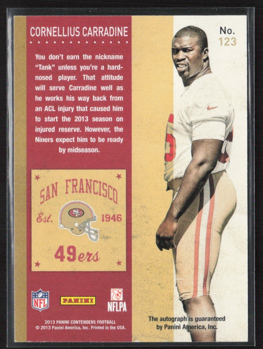 Cornellius Carradine 2013 Panini Contenders RC AUTO #123 San Francisco 49ers