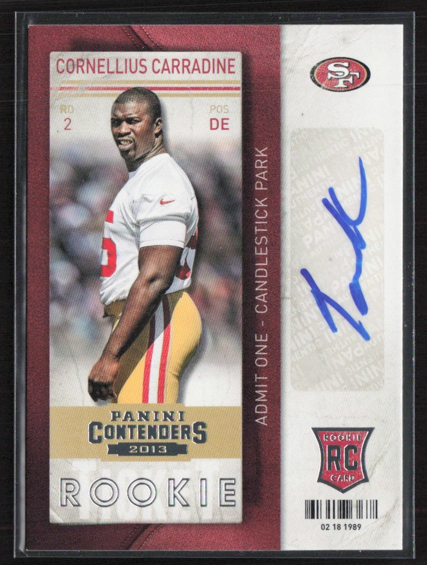 Cornellius Carradine 2013 Panini Contenders RC AUTO #123 San Francisco 49ers