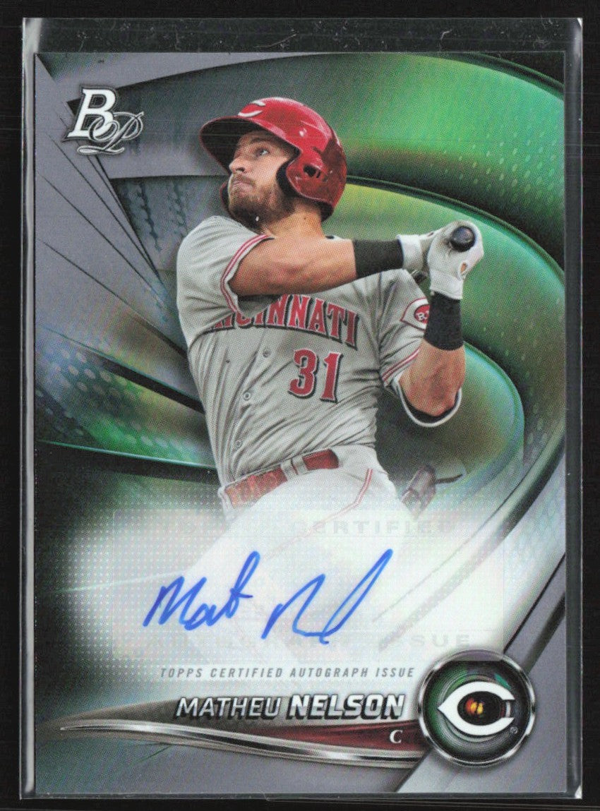 Matheu Nelson 2022 Bowman Platinum Top Prospects AUTO #TOP-100 Cincinnati Reds