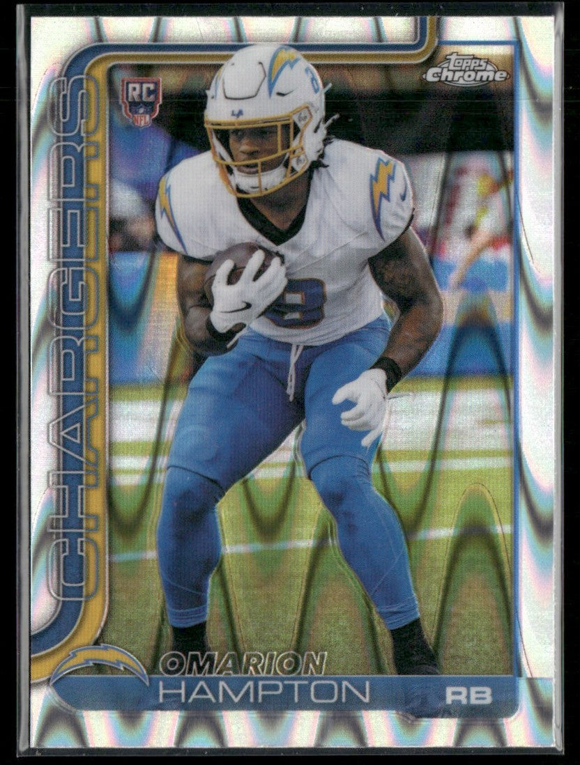 Omarion Hampton 2025 Topps Chrome Raywave Refractor RC #324 Los Angeles Chargers