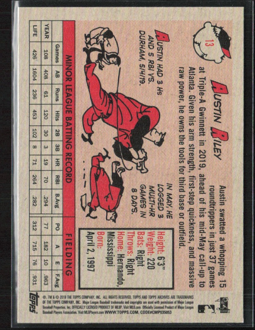 Austin Riley 2019 Topps RC #13 Atlanta Braves